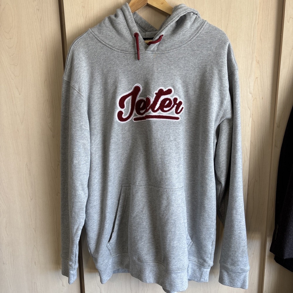 Mens 2XL XXL JEETER Pullover Hoodie Grey Maroon Oversized Cotton